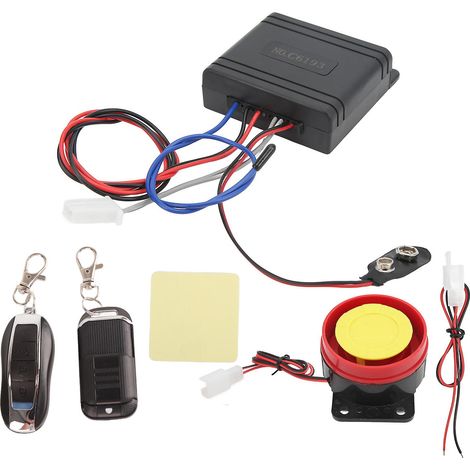 Sistema de alarma antirrobo universal para motocicletas con batería integrada, sirena de alto volumen, control remoto, dispositivo de seguridad, diseño compacto, fácil instalación y durabilidad. (1/5)