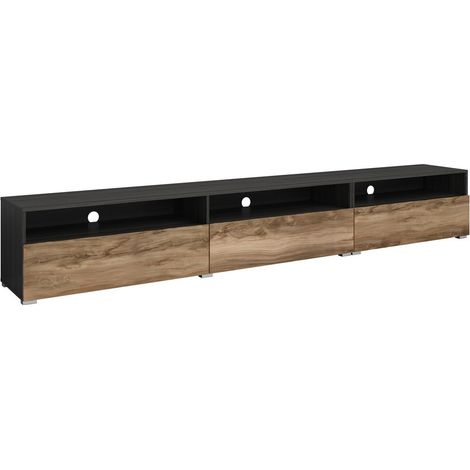 Mueble TV Serodeu 105, Nogal + Marrón oscuro, Número de puertas: 3, Número de cajones: 0, 270x40x41cm