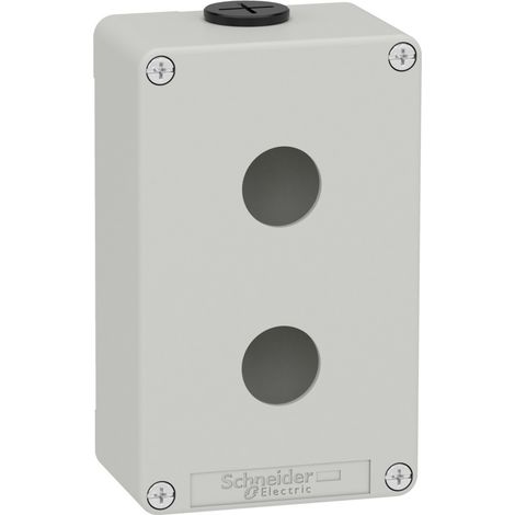 SCHNEIDER graue leere Box mit 2 Löchern, aus strapazierfähigem Material und mit kompaktem Design.