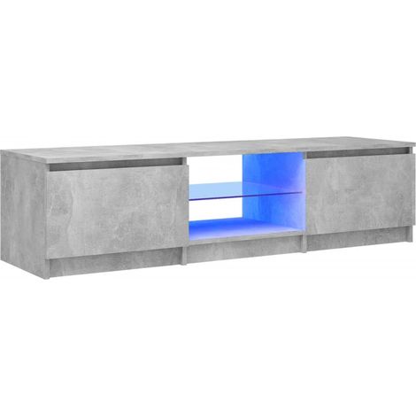 Meuble TV avec lumières LED Gris béton 140x40x35,5 (1/5)