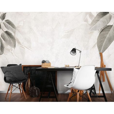 Vlies Fototapete Blätter 150x105 cm, Tapeten, für Wohn und Schlafzimmer, Vliestapete Wandtapete Tapete 3D Effekt- inkl. Kleister - Natur botanisch beige, WallArena (1/4)