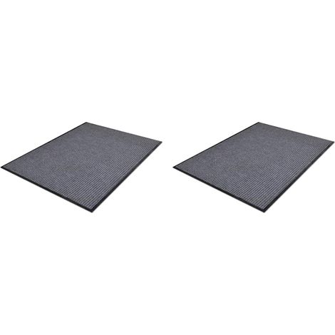 Lot de 2 Paillassons Tapis de salon Style Moderne - Tapis de sol PVC Gris 90x60 cm BV913745 - BonneVie (1/5)