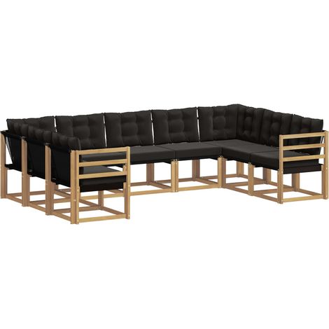 Outdoor Sofa Set 9 pcs White and Black vidaXL (1/5)