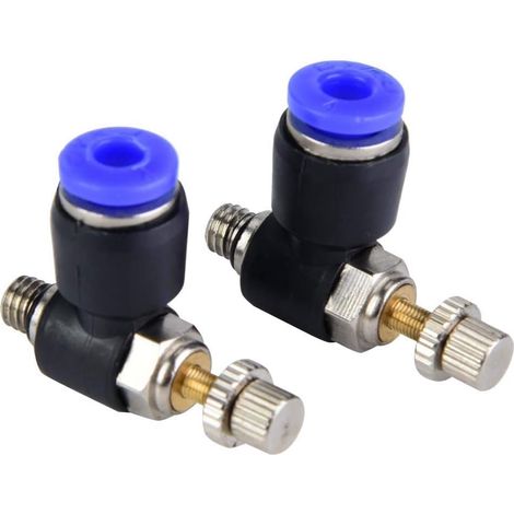 Lot de 2 vannes pneumatiques en forme de T, régulateur de débit d’air pour raccords et circuits pneumatiques industriels (1/5)