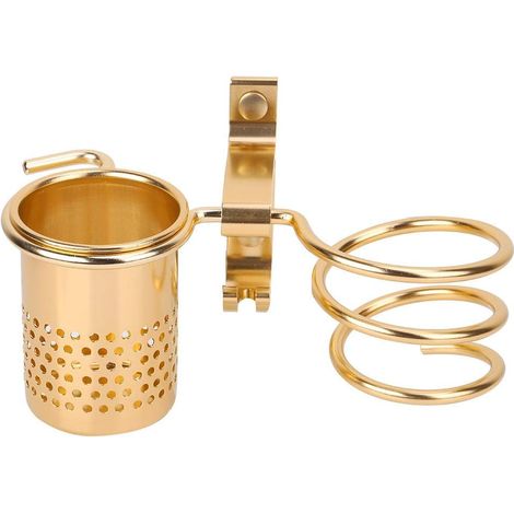 Porta asciugacapelli da parete dorato, asciugacapelli da parete, supporto per asciugacapelli, porta asciugacapelli da parete per bagno con fori, mensola portaoggetti da parete, mensola multifunzionale