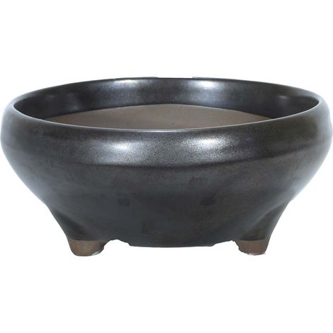 Vaso bonsai tondo smaltato nero cm. 15 (1/2)