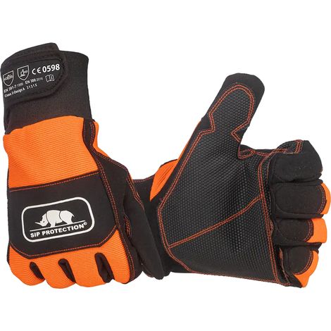SIR SAFETY SYSTEM BÛCHERON 2XD4 Gants de protection pour tronçonneuse orange et noir Taille 11