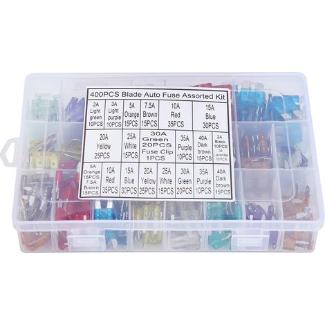 400PCS Car Fuses Assortment Kit Fuse Classification Kit for Car/SUV/Truck/ATV/Boat