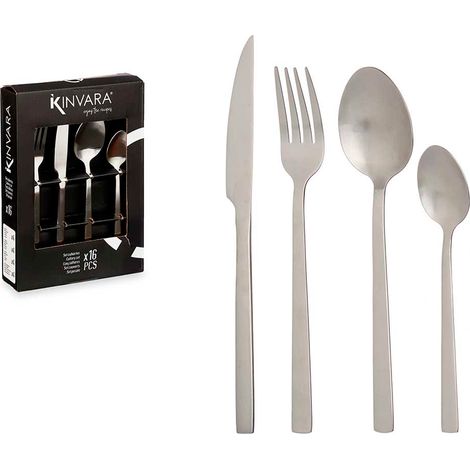 CUBERTERIA PLATA MATE 16 PIEZAS KINVARA