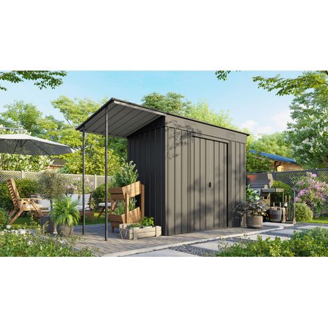 Globel Industries Gerätehaus "Skillion 84", anthrazit, 4,03 m², inkl.Schleppdach (1/3)