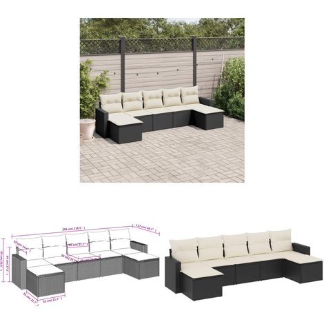 Salon de jardin 7 pcs avec coussins noir résine tressée - Salon De Jardin - Mobilier Extérieur - Salon D'extérieur - Set De Canapé - Résine Tressée - Home & Living (1/3)