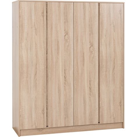 Malvern 4 Door Wardrobe - L50.5 x W180 x H151 cm - Sonoma Oak