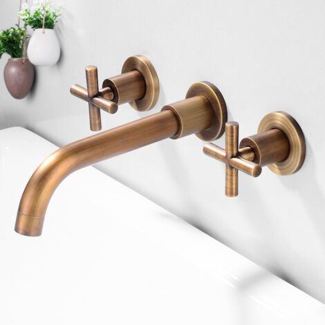 Pair Robinet de Lavabo Encastré, Finition Cuivre (1/2)