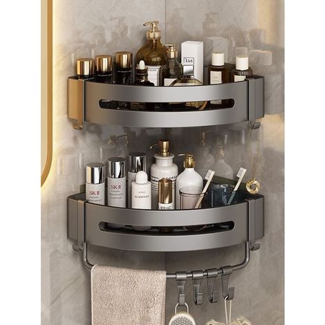 Aluminum Bathroom Storage Basket No Drilling Triangle Wall Mounted Bathroom/Second Floor Storage MUMU (1/4)