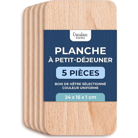 Lot de 5 Planches à Découper en Bois de Hêtre 24 x 15 cm (1/5)