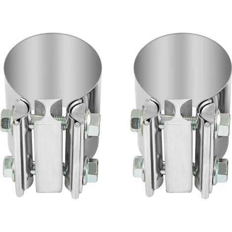Collier echappement 2,5 pouces (64.1mm),connecteur bout à bout virole de serrage échappement en acier inoxydable 2 pièces (1/4)