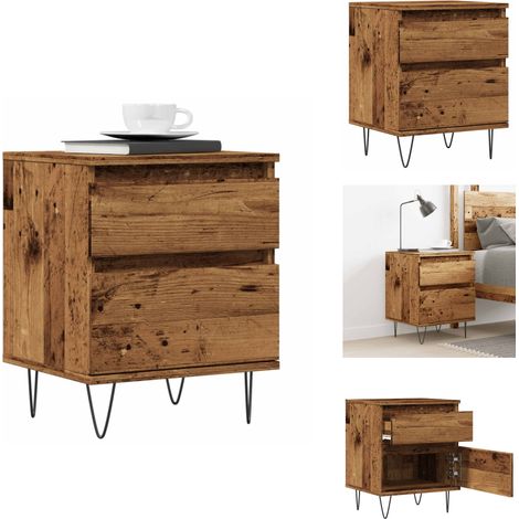 Nachttisch Altholz-Optik 40x35x50 cm Holzwerkstoff - Nachttisch - Nachttische - Nachttischschrank - Nachtschrank (1/5)