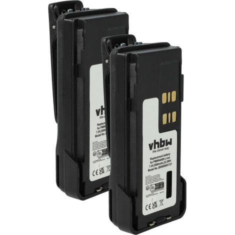 vhbw 2x Akku kompatibel mit Motorola XPR7350e, XPR7000, XPR3500e, XPR7350 Funkgerät, Walkie Talkie (3000 mAh, 7,4 V, Li-Ion) + Gürtelclip