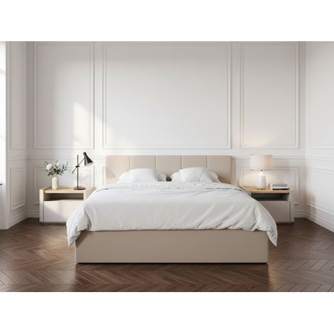 BOBOCHIC - Lit coffre VIVARA rangement XL 160x200 Beige (1/5)
