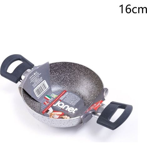 TrAdE Shop Traesio - Padella Alta Tegame Rivestimento Antiaderente 7 Strati Con 2 Manici ø 16-20-24-28-32 Cm - -16 cm -