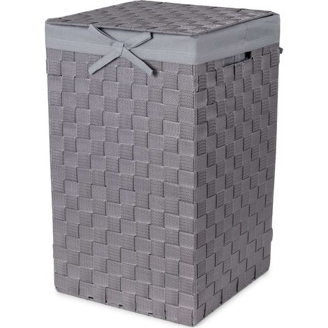 Panier à linge carré avec couvercle Stan gris - COMPACTOR - 30 x 30 x H.50 CM - Gris foncé