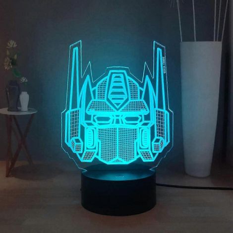 Veilleuse 3D Transformers, lampe de table LED Optimus Prime 7 couleurs, veilleuse télécommandée pour chambre d'enfant, cadeau d'anniversaire ou de Noël pour garçon