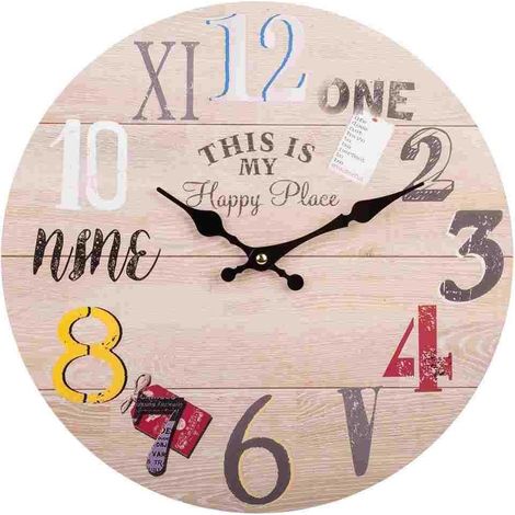 Reloj de pared de madera marrón d34x2 (1/3)