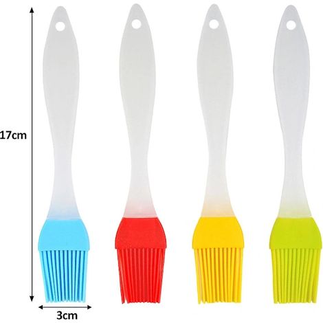 Set di pennelli da cucina in silicone antiaderente per cuocere, cucinare e grigliare, 4 colori, 15 cm. (1/2)