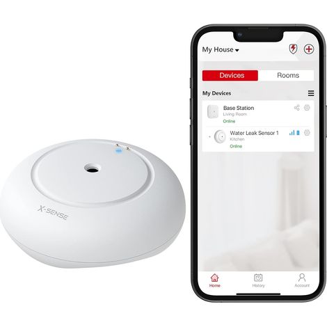 Détecteur de Fuite d’Eau, Base SBS50 Requise, SWS51, Lot de 1 Alarme 110 dB et Portée jusqu’à 500 m pour Cuisine, Salle de Bain ou sous-Sol
