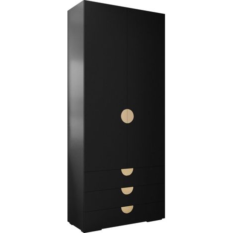 Armario Hartford 565, Negro, 237x100x47cm, Puertas de armario: Con bisagras, Número de estantes: 0
