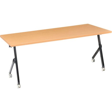 Scrivania pieghevole moderna rettangolare con rotelle Tavolo mobile portatile 180 x 60 cm Struttura in metallo Marrone e nero Bendi