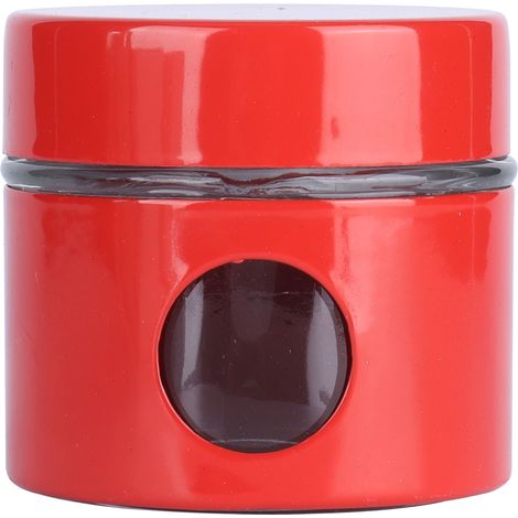 Boîte à café en verre et fer, mini bocal hermétique, récipient de rangement pour grains de café et thé (rouge) (1/5)