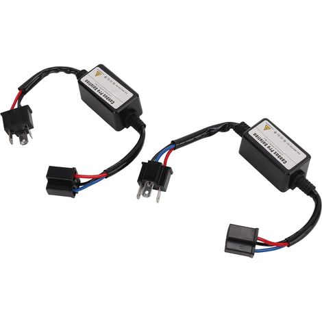 2-Piece LED Decoder for H4 Bulbs, ABS Construction, Compact Plug-and-Play Design, Flicker and Compatibility Issue Resolution, Automotive Lighting Solution (1/5)