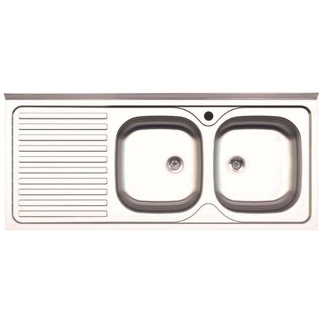 LAVELLO APPOGGIO INOX 2 VASCHE DX + GOCCIOLATOIO SX 120 CM