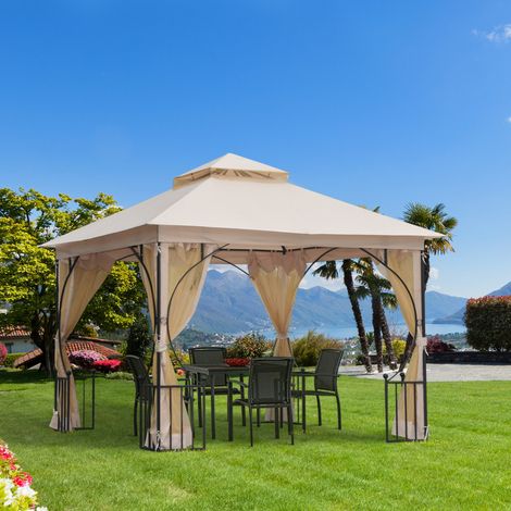 Tonnelle pergola 295x295 cm moustiquaire beige OKMYHOME (1/5)