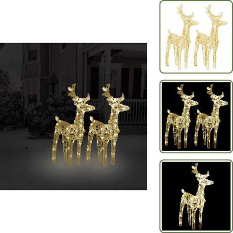 LED-Rentiere 2 Stk. Warmweiß 80 LEDs Acryl - LED-Dekoration - Weihnachtsdeko - Outdoor-Beleuchtung - Winterdeko - Gartenbeleuchtung (1/5)