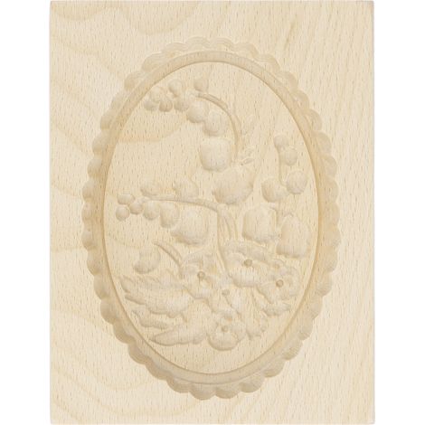 Moule à biscuits en bois facile à démouler, réutilisable et lavable, avec tampon sculpté, idéal pour la pâtisserie maison et la cuisine. Motif : arbre à fruits. (1/5)