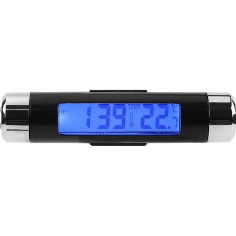 Sollbry Thermomètre d'horloge de voiture, Horloge Voiture de Température LCD, Horloge électronique multifonctionnelle pour voiture thermomètre rétro éclairage LED affichage numérique (1/5)