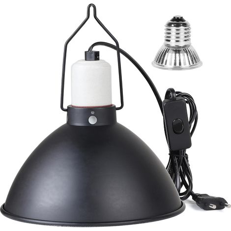 Lampe Chauffante Terrarium Dome E27 avec 1 Ampoule 25W, Lampe Chauffante Tortue à Réflecteur en Aluminium, pour Tortue, Serpent, Lézard, Cacatoès, Caméléon, Plantes succulentes etc. (1/5)
