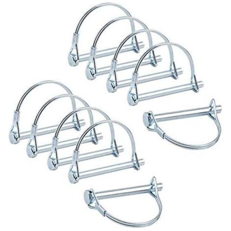 10pcs Axe de verrouillage de broche de coupleur de sécurité, 1/4 pouce de verrouillage de prise de force avec fil de retenue rond pour jardin de pelouse de remorques de ferme (1/5)