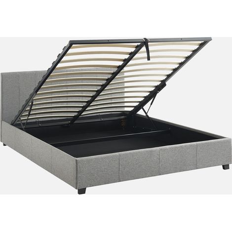 Letto a cassettone con rete a doghe e testiera, 160x200cm