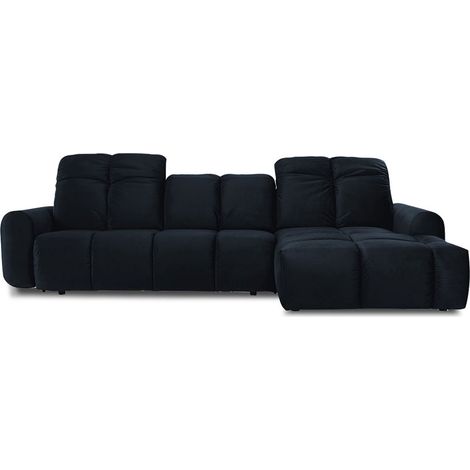 Canapé Velours Convertible Angle droit Bleu Anacapri - 3 Places (1/5)