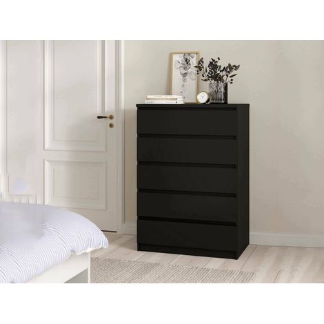 Dmora - Cajonera Georgette, Cómoda multiusos, Cómoda de dormitorio, Gabinete con cajones, 77x50 h111 cm, Negro (1/5)