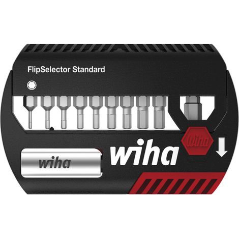 Wiha Juego de bits FlipSelector Standard de 25 mm hexagonales, de 11 unid. de 1/4" C6,3 (39039) (1/2)