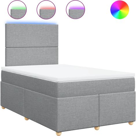 Lit double  Lit adulte  Sommier à lattes de lit avec matelas Gris clair 120x200cm Tissu
