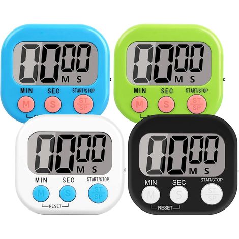 4 Minuteur De Cuisine, Écran LCD, Alarme Forte, Aimant, Support, Cuisson (1/5)