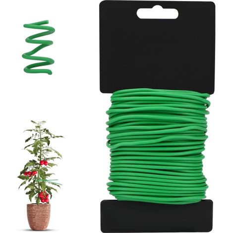 Liens pour plantes, 3,5 mm x 20 m, fils de ligature flexibles, fil de ligature pour jardin, fil de ligature pour plantes, fleurs, légumes et vignes (vert)
