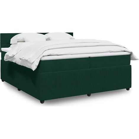 Boxspringbett mit Matratze Dunkelgrün 200x200 cm Samt