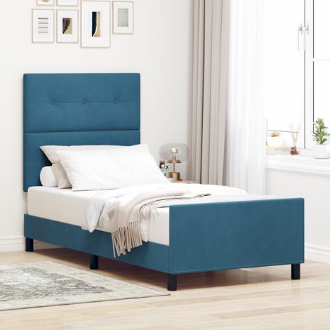 vidaXL Bed Frame Dark Blue 100x200 cm Velvet (1/5)