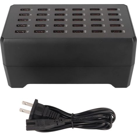 Station de charge USB 150W 30 ports 1A-2.4A, charge rapide intelligente pour voyages, réunions familiales, hôtels, prise US 100-240V (1/5)